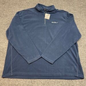 Eddie Bauer 1/4 Zip Fleece Sweater Navy Blue Men's 3XL NWT